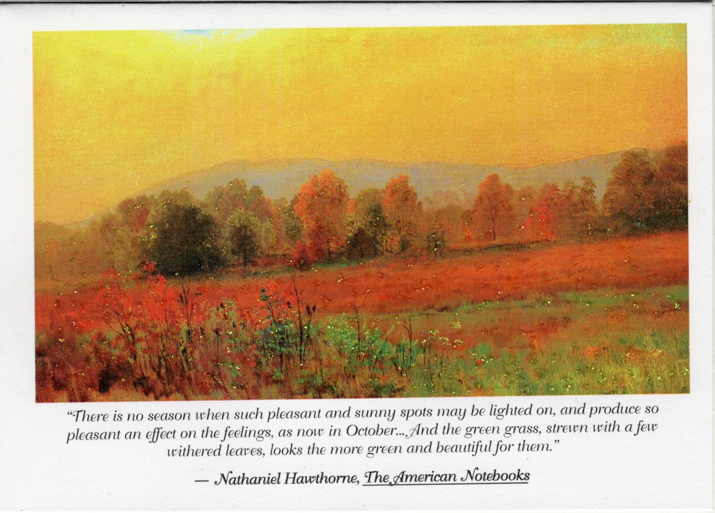 Hawthorne's "October" Quote Glitter Card : 5x7 blank