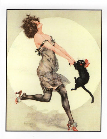 Clara Dancing with Cat Glitter Card