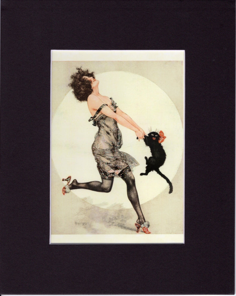 Clara Dancing with Cat Glittered Matted Print-matted print : 5x7 in 8x10