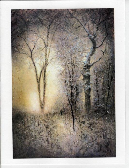 Snowy Solitude Winter Landscape Glitter Card
