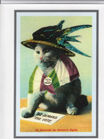 Suffragette Cat Glitter Card