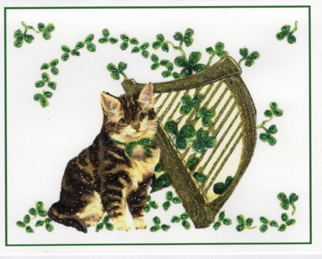 Kitten Erin Go Bragh ~ St. Patrick's Day Glitter Card