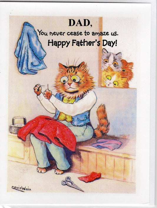 Happy Father's Day ~ Cats Glitter Card