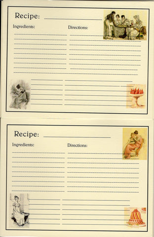 Recipe Cards Pack ~ Jane Austen-16 Cards : 4.25 x 5