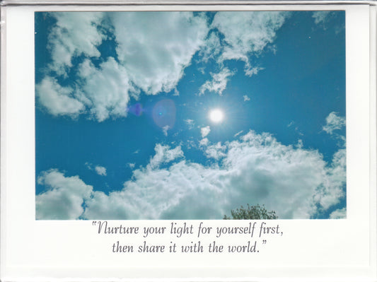 "Nurture you light for yourself first, then share it with the world" Channeled Angel Message Card