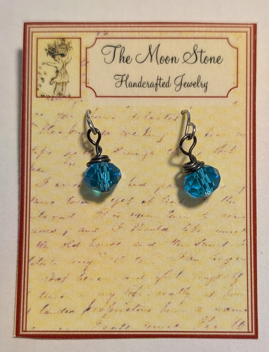 Aqua Rondelle Earrings