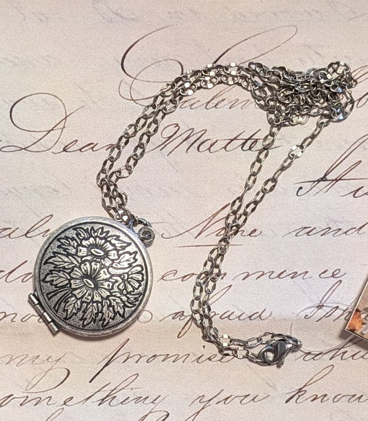 Victorian Silver-plated Brass Locket Necklace