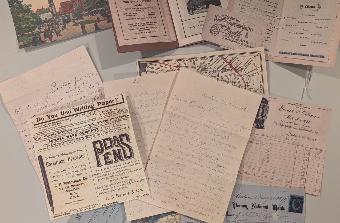VICTORIAN BOSTON EPHEMERA 12PCS-REPRODUCTION : 12 PIECES 12