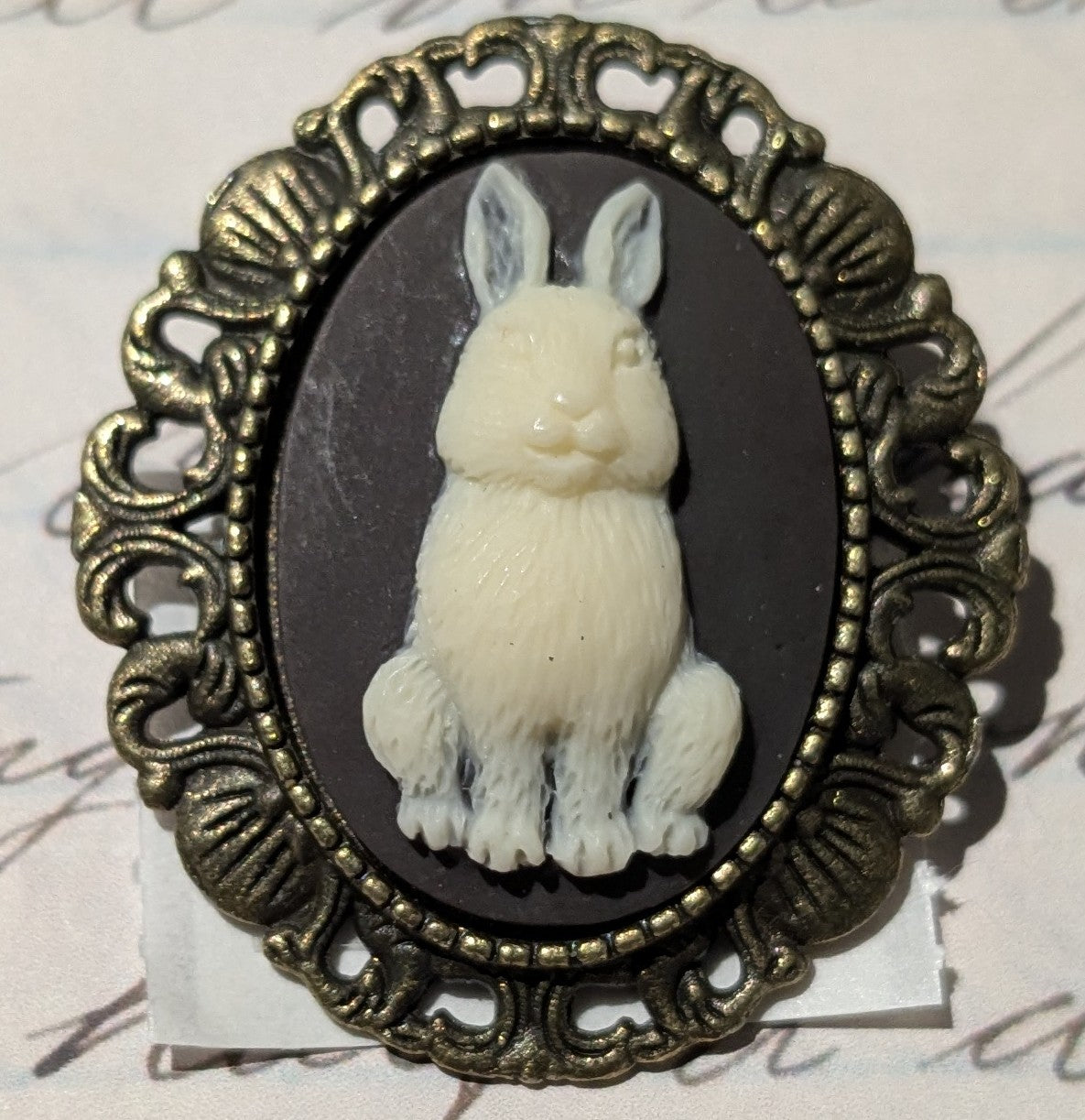 Rabbit Cameo Brooch with Bail Brass : 25x18mm
