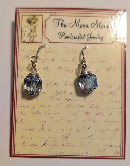 Silver Blue Cathedral Bead Drops