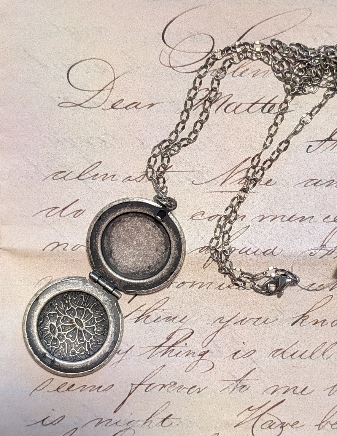 Victorian Silver-plated Brass Locket Necklace