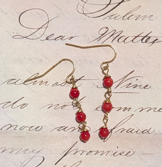 Coral Triple Drop Earrings
