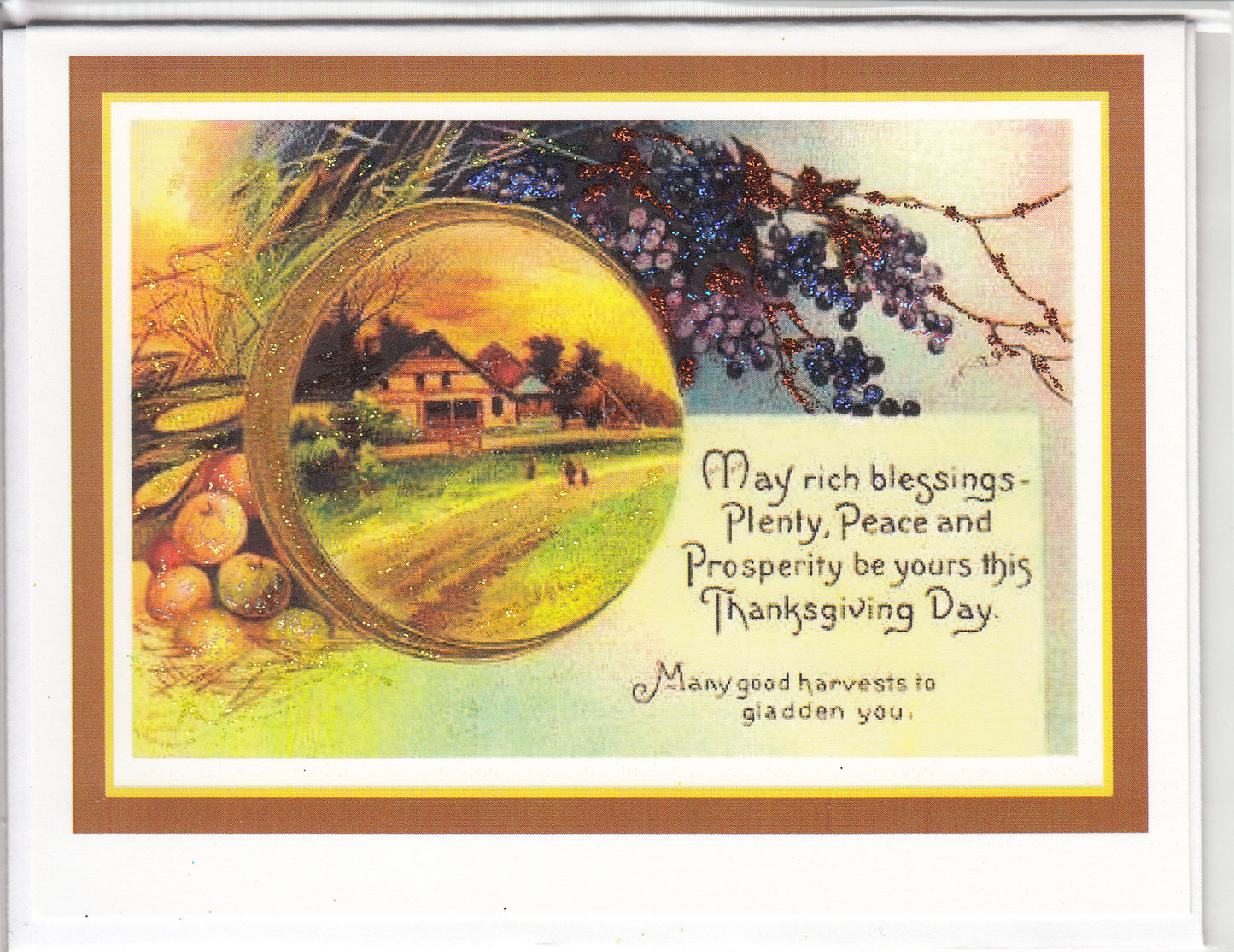 Thanksgiving ~ Plenty, Peace... Glitter Card