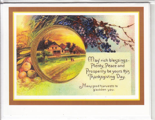 Thanksgiving ~ Plenty, Peace... Glitter Card