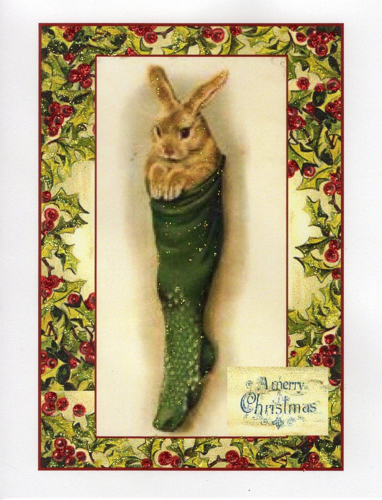 A Merry Christmas ~ Bunny in Stocking