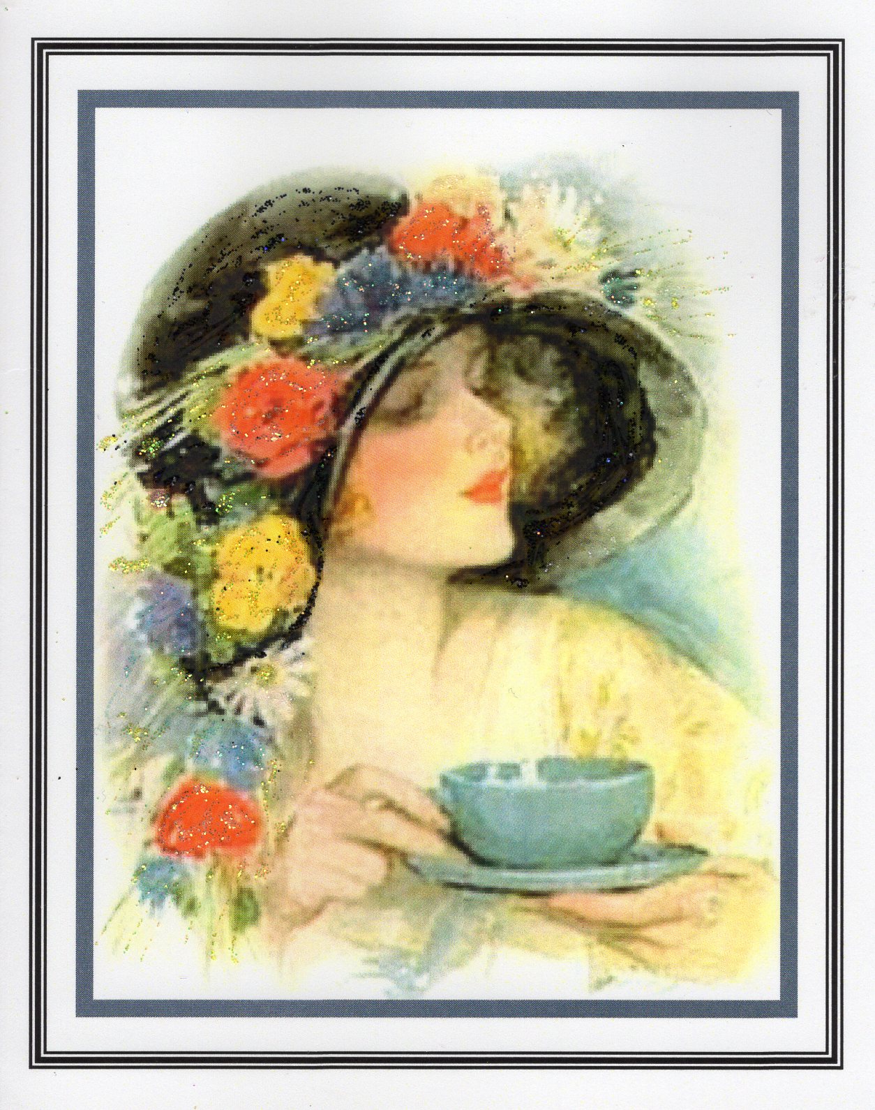 Afternoon Tea ~ 1925 Glitter Card