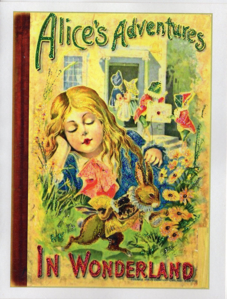 Alice's Adventures in Wonderland Book Cover Glitter Card