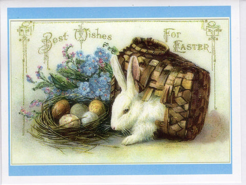 Best Wishes for Easter ~ Bunny in Basket Glitter Card