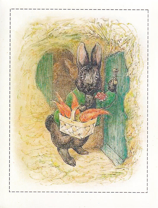 Black Rabbit Brings Carrots Glitter Card