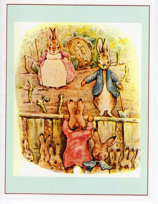 Flopsy Bunnies Over the Fence Note Card