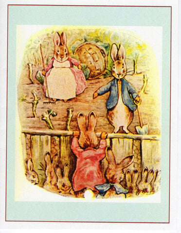 Flopsy Bunnies Over the Fence Note Card