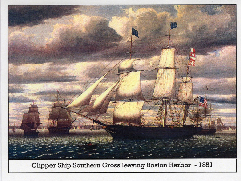 Clipper Ship Southern Cross leaving Boston Harbor ~ 1851 Note Card