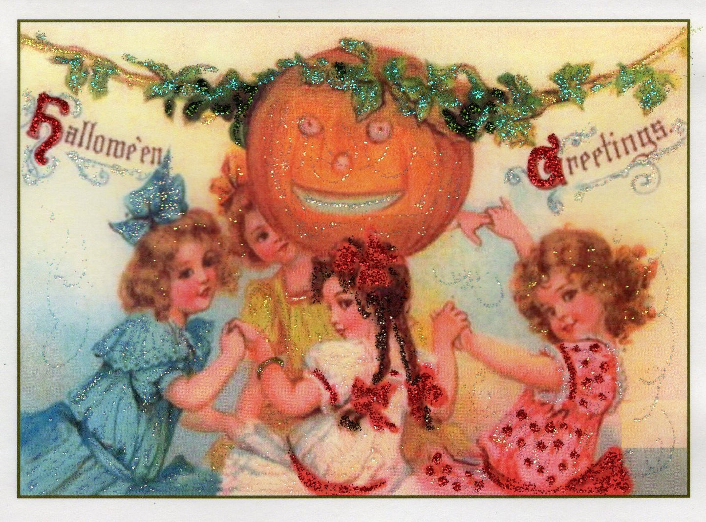Halloween Greetings ~ Little Women Glitter Card
