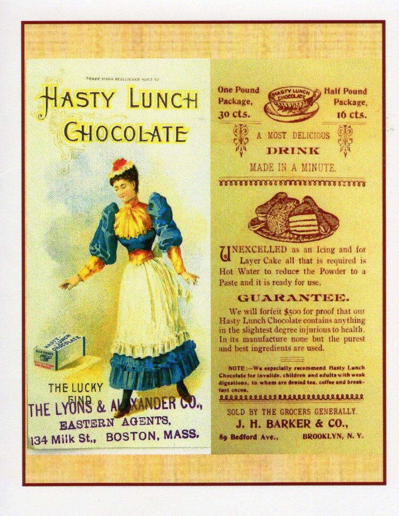 Hasty Lunch Chocolate Ad Note Card