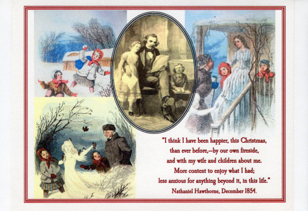 Nathaniel Hawthorne Christmas Collage Note Card