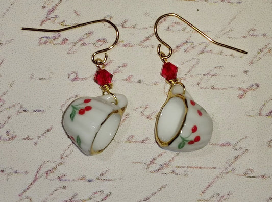 Cherries Teacup Earrings