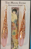 1920s Sea Glass Drop Earrings ~ Pink