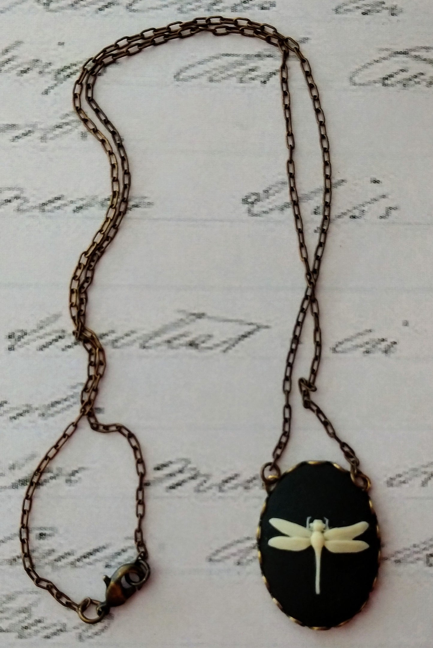 Dragonfly Cameo Necklace