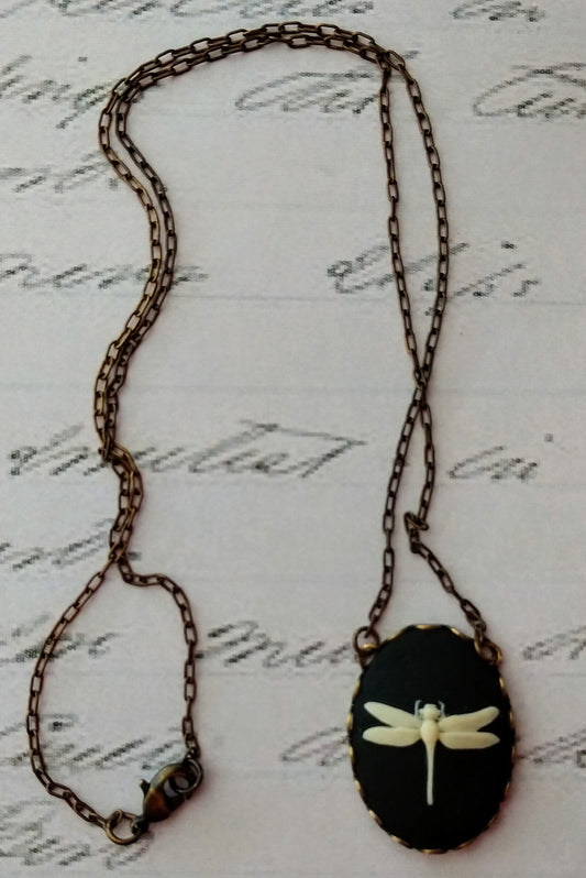 Dragonfly Cameo Necklace