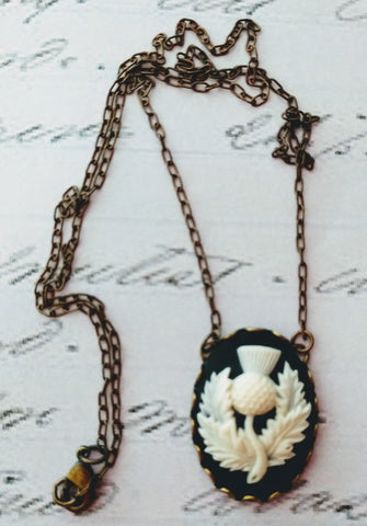 Scottish Thistle Cameo Necklace