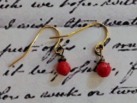 Petite Coral Drop Earrings