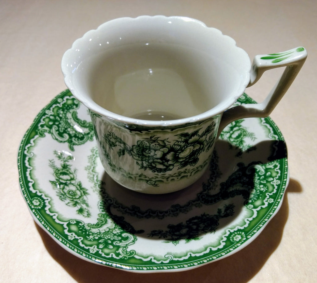 Green & White Cup and Saucer
