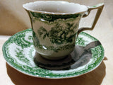 Green & White Cup and Saucer