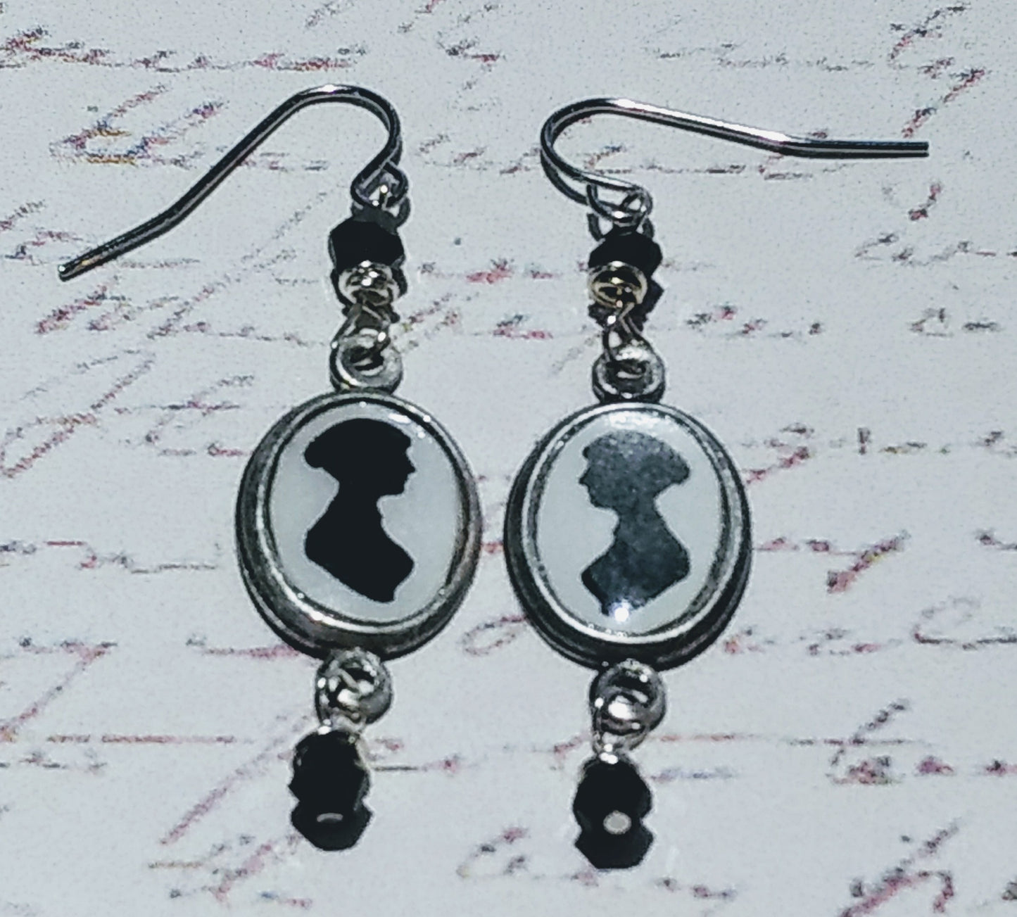 Jane Austen Silhouette Resin Earrings