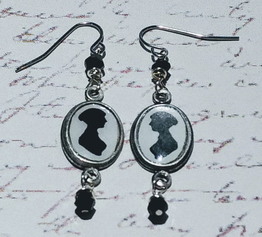 Jane Austen Silhouette Resin Earrings