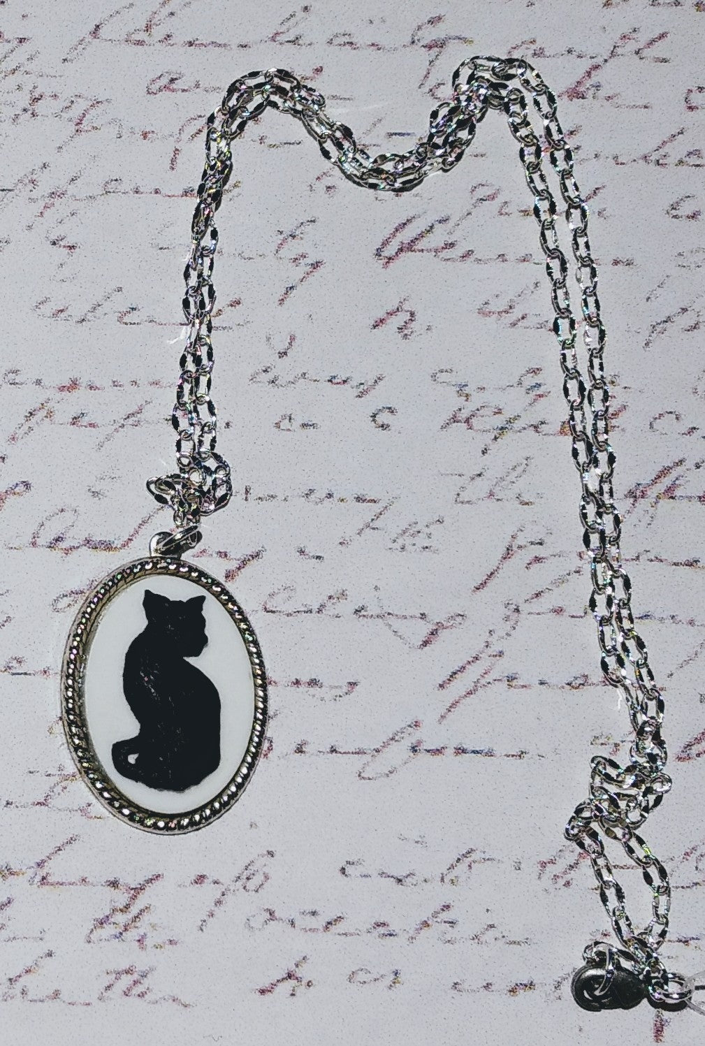 Black Cat Cameo Necklace