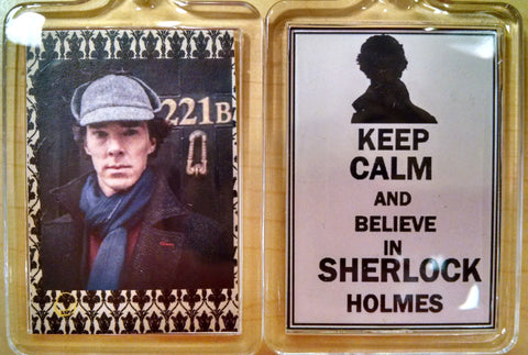 Keep Calm & Believe in Sherlock Holmes 221B Keychain