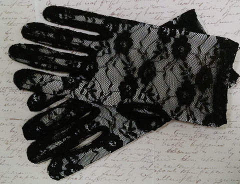 Black Lace Tea Length Gloves