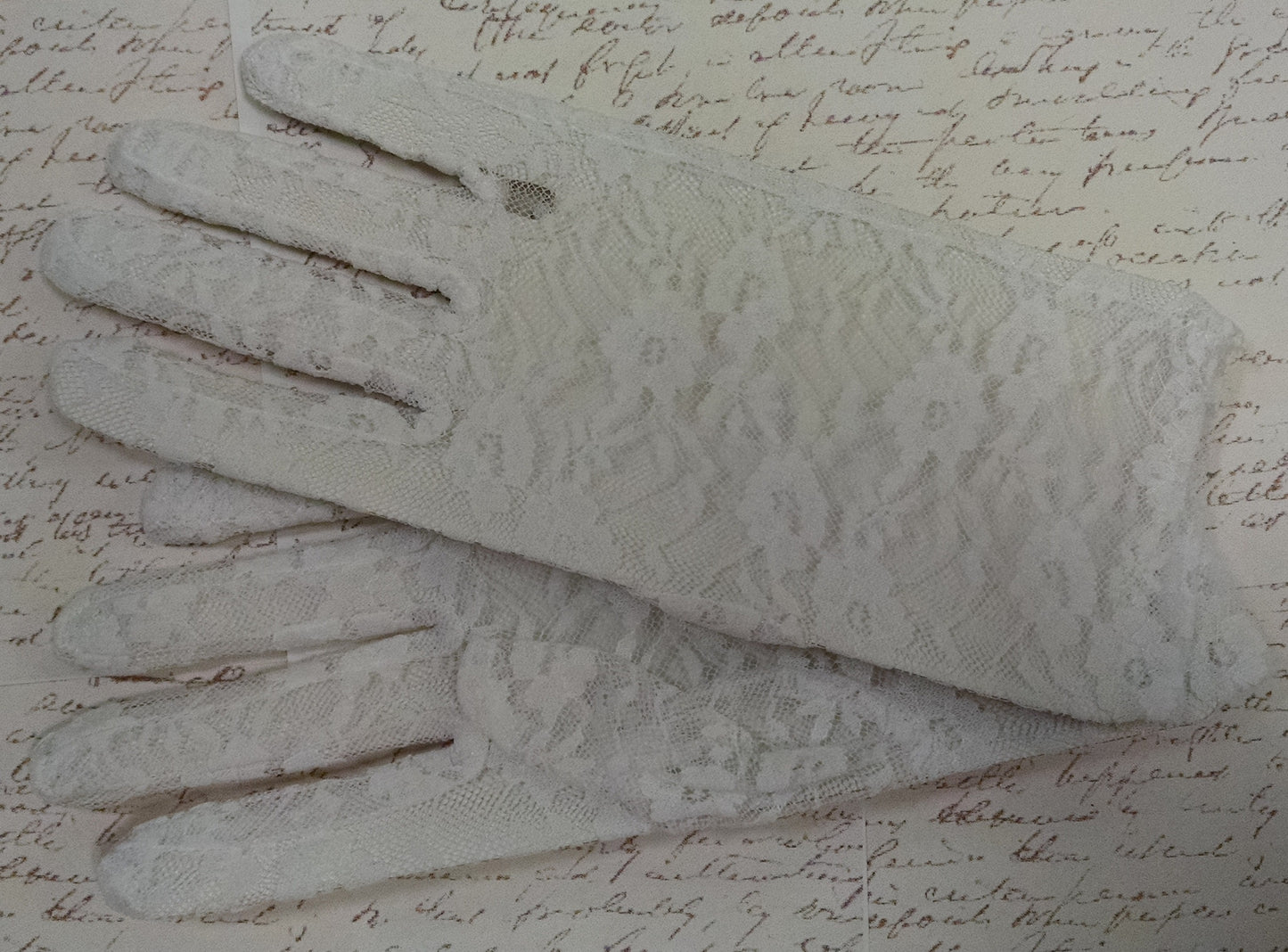 White Lace Tea Length Gloves