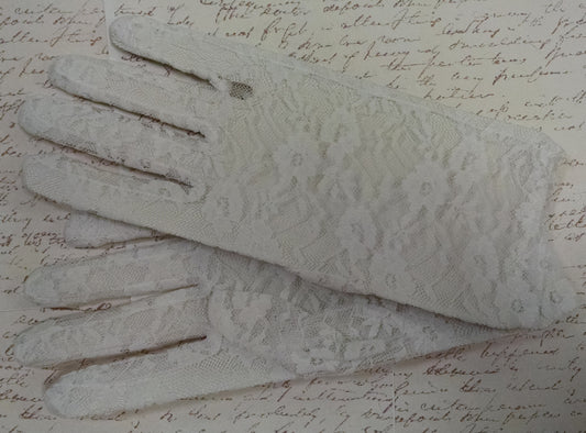 White Lace Tea Length Gloves
