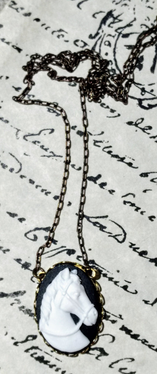 Horse in Profile Cameo Necklace