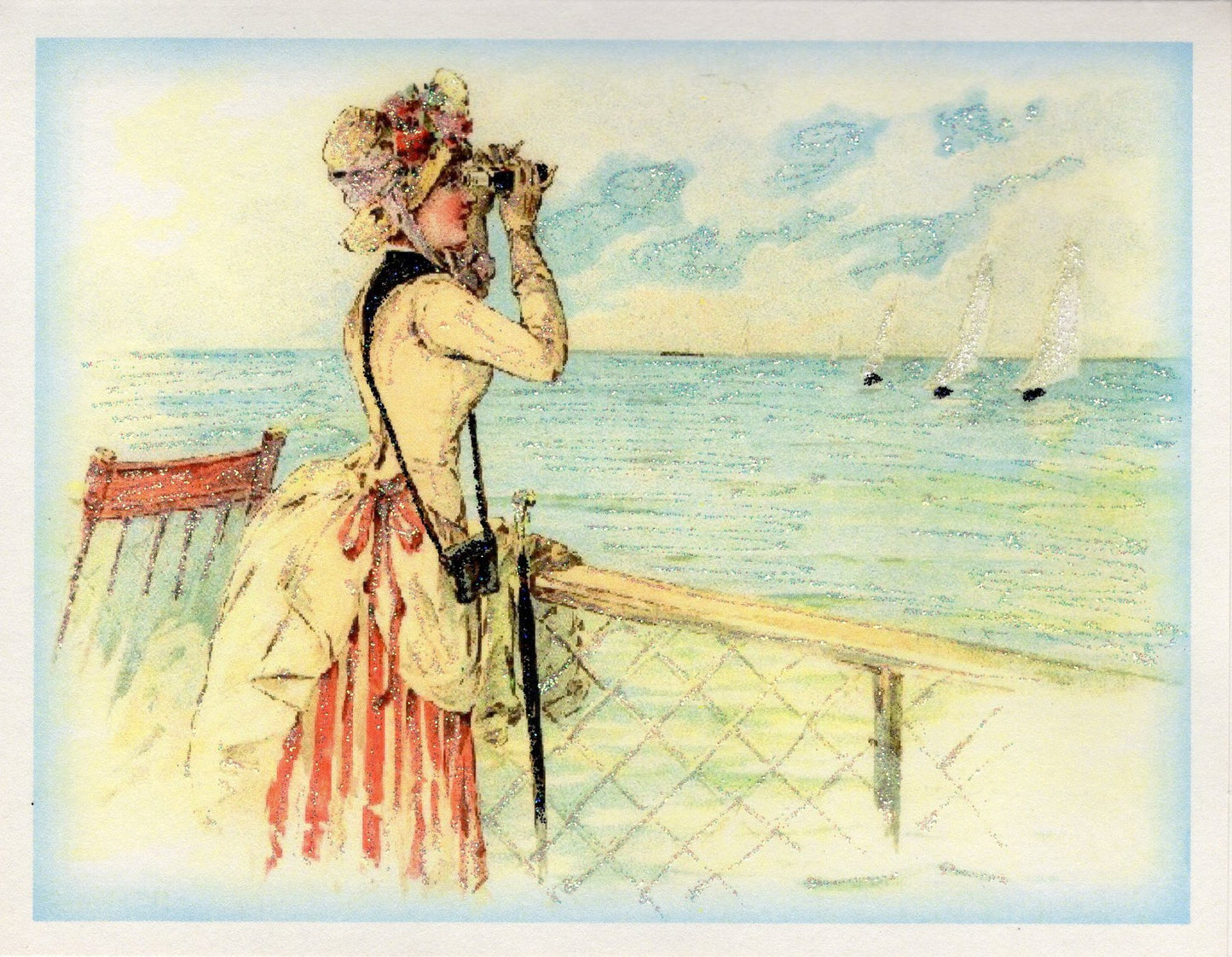 Looking out to Sea Glitter Card