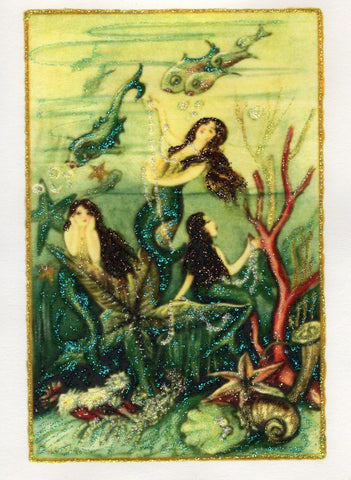 Under the Sea ~ Mermaids 5x7 Glitter Card