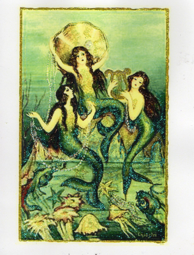 Under the Sea ~ Mermaids with Pearl Glitter Card