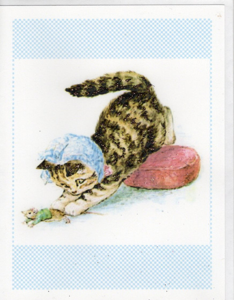 Miss Moppet Catches Mouse Glitter Card
