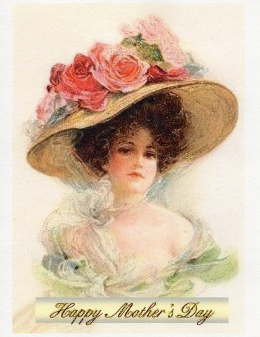 Happy Mother's Day ~ Victorian Lady in Hat with Roses